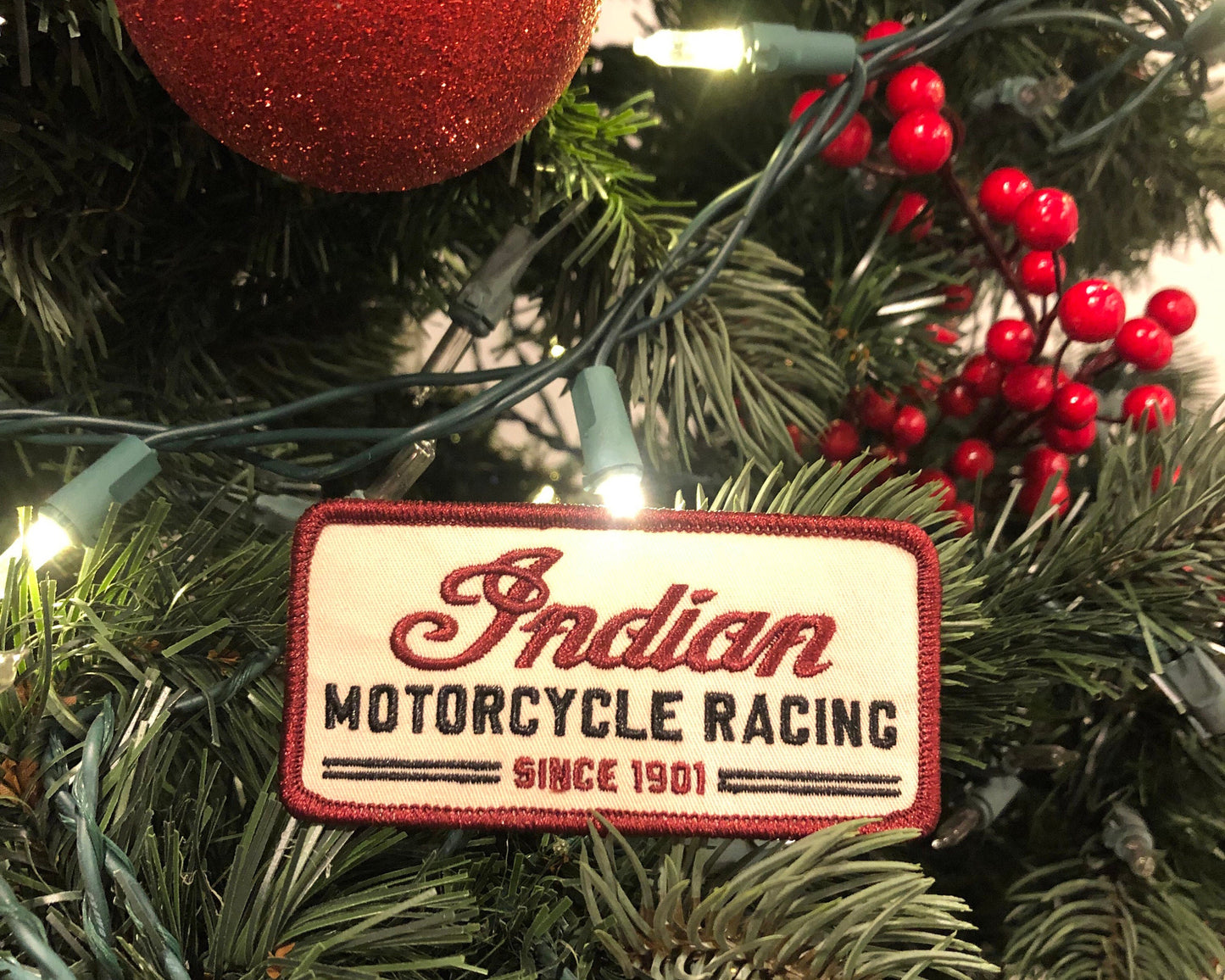 Retro Indian Motorcycle Racing Rectangular Patch