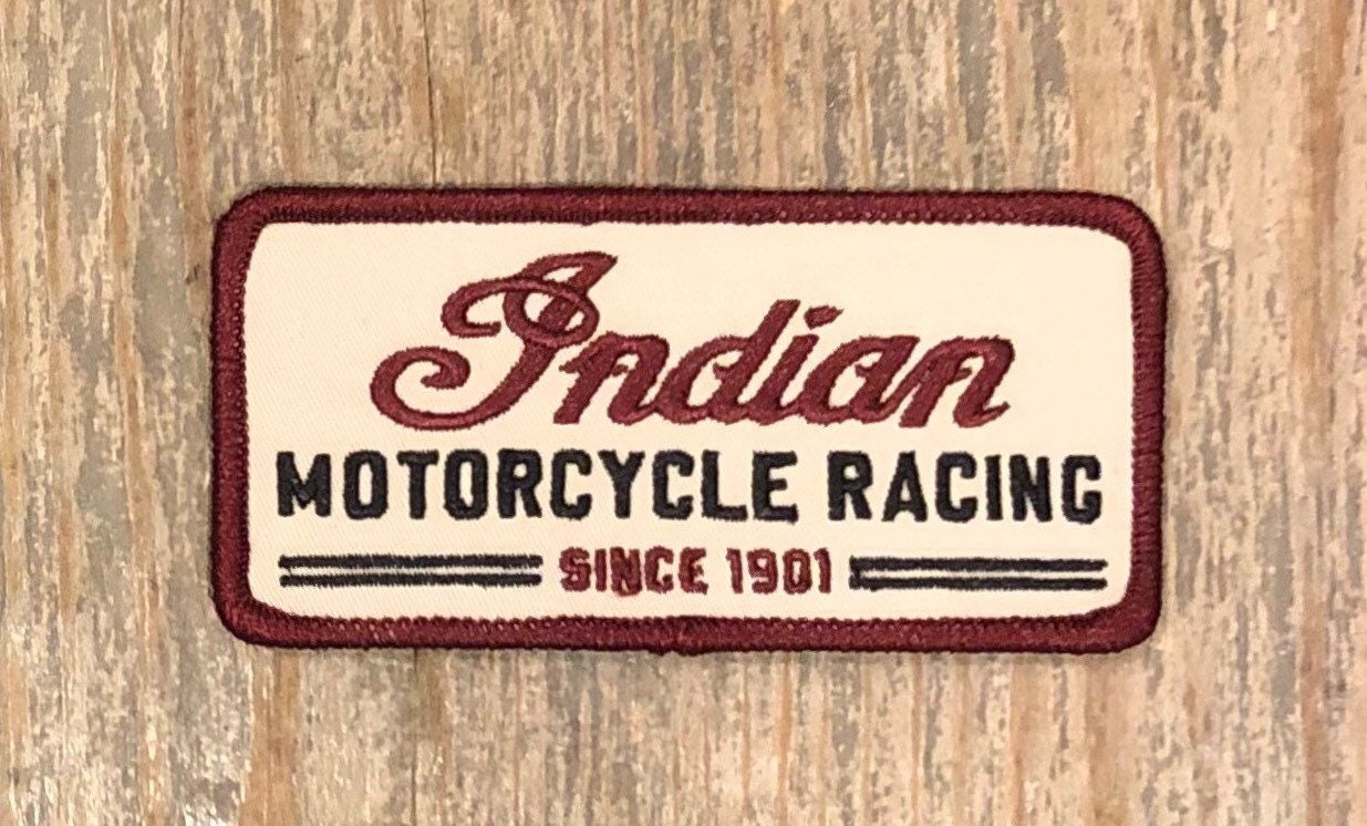 Retro Indian Motorcycle Racing Rectangular Patch