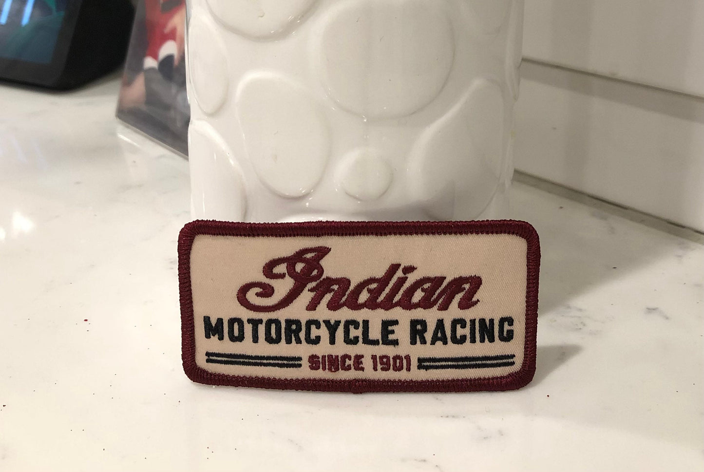 Retro Indian Motorcycle Racing Rectangular Patch
