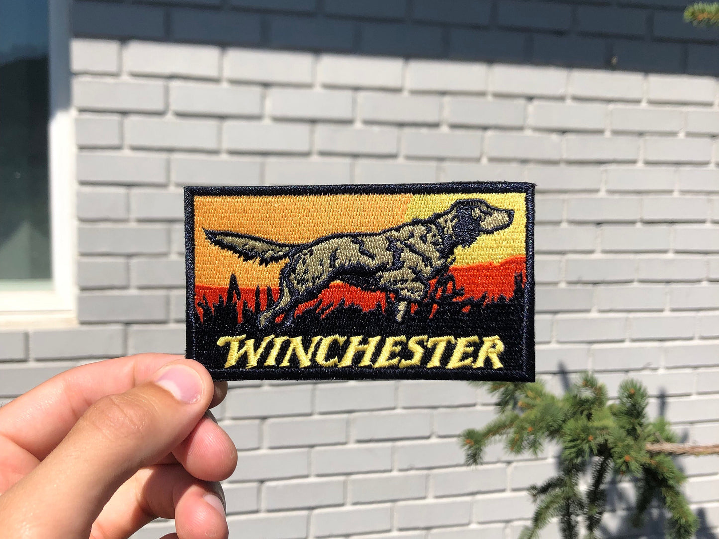 Retro Winchester Firearms Hunting Dog Patch