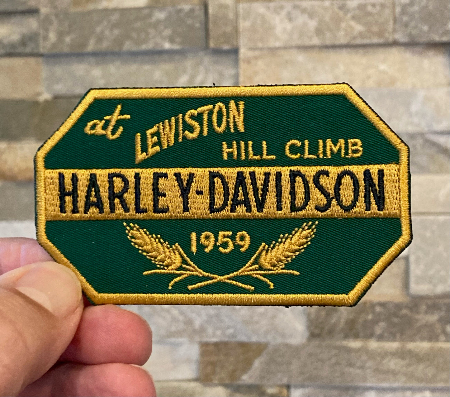 Retro 1959 Harley Davidson at Lewiston Hill Climb Racing Patch