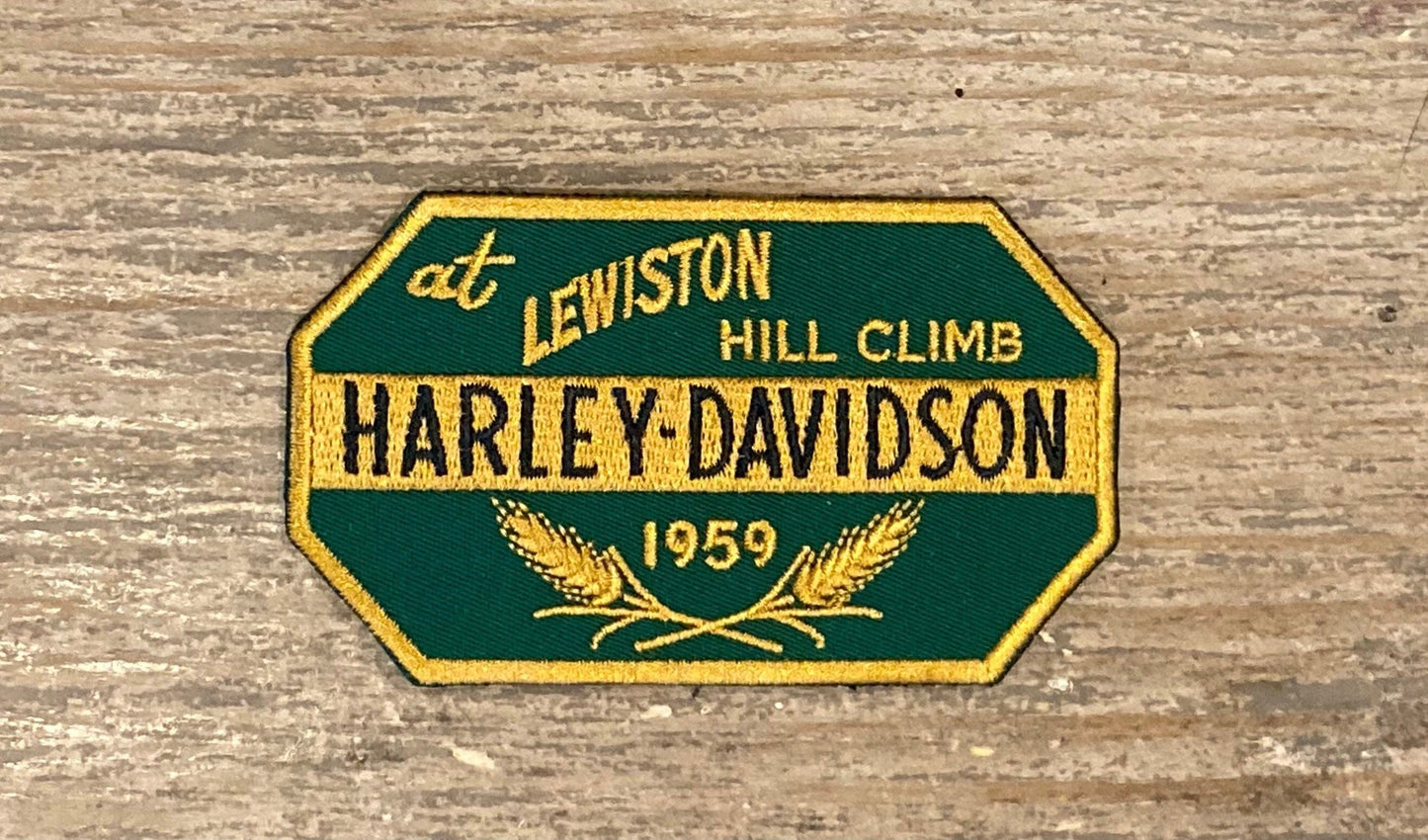 Retro 1959 Harley Davidson at Lewiston Hill Climb Racing Patch