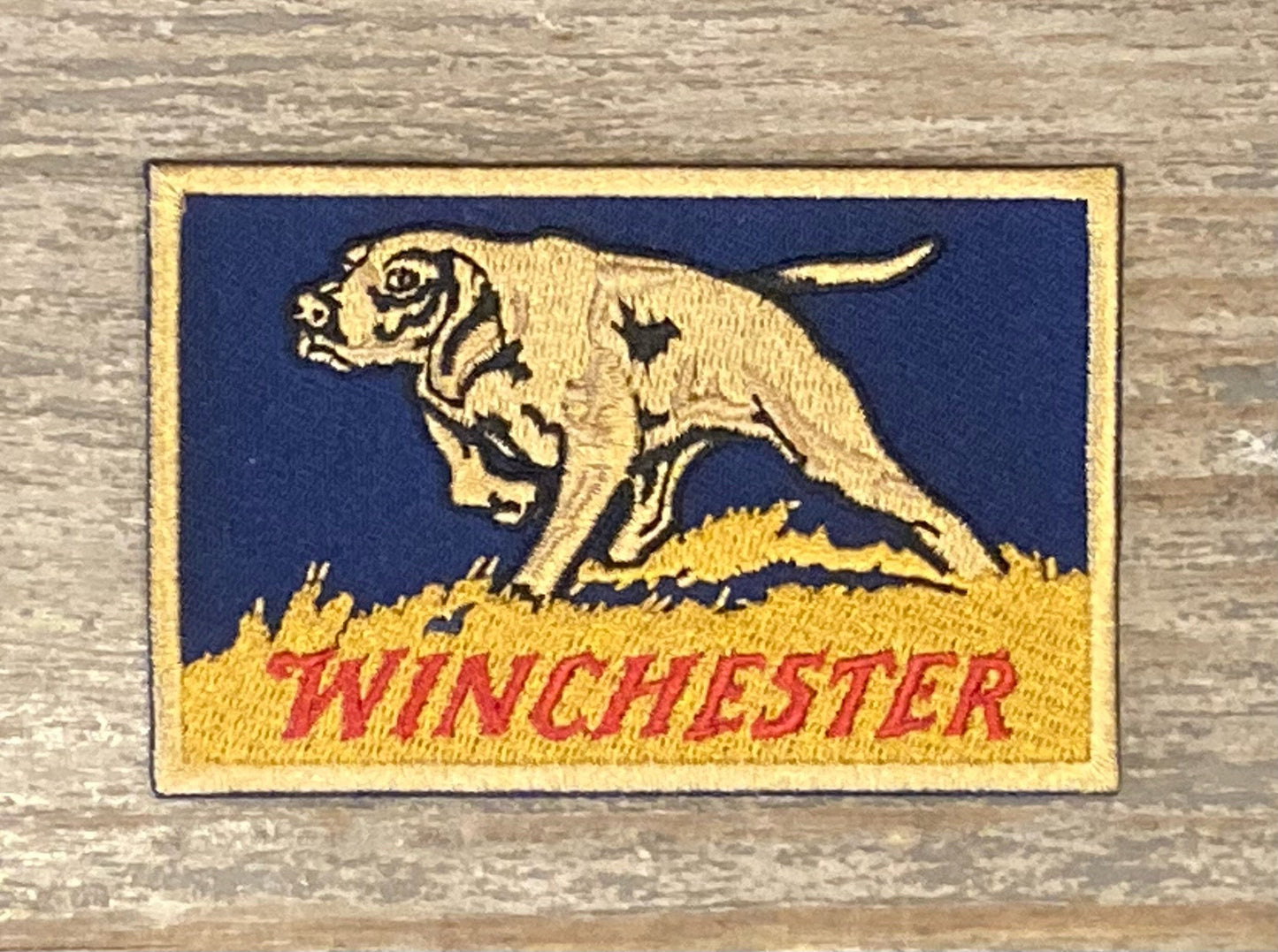 Retro Winchester Firearms Hunting Dog Patch - Pointer