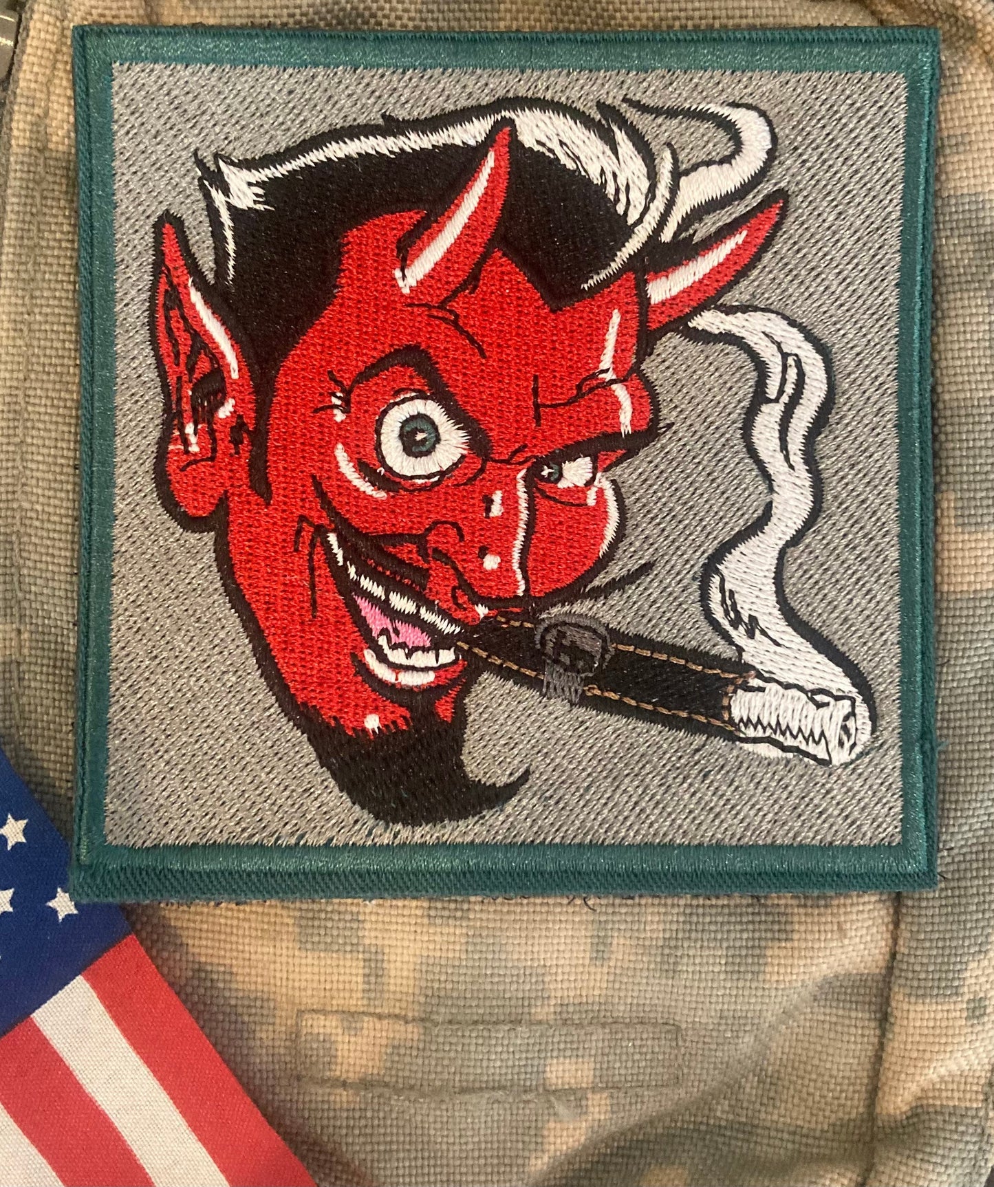 Devil Smoking a Cigar Military Patch; Forward Observations