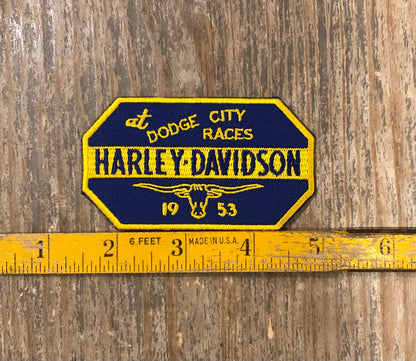 Retro 1953 Harley Davidson Motorcycle Dodge City Races Patch