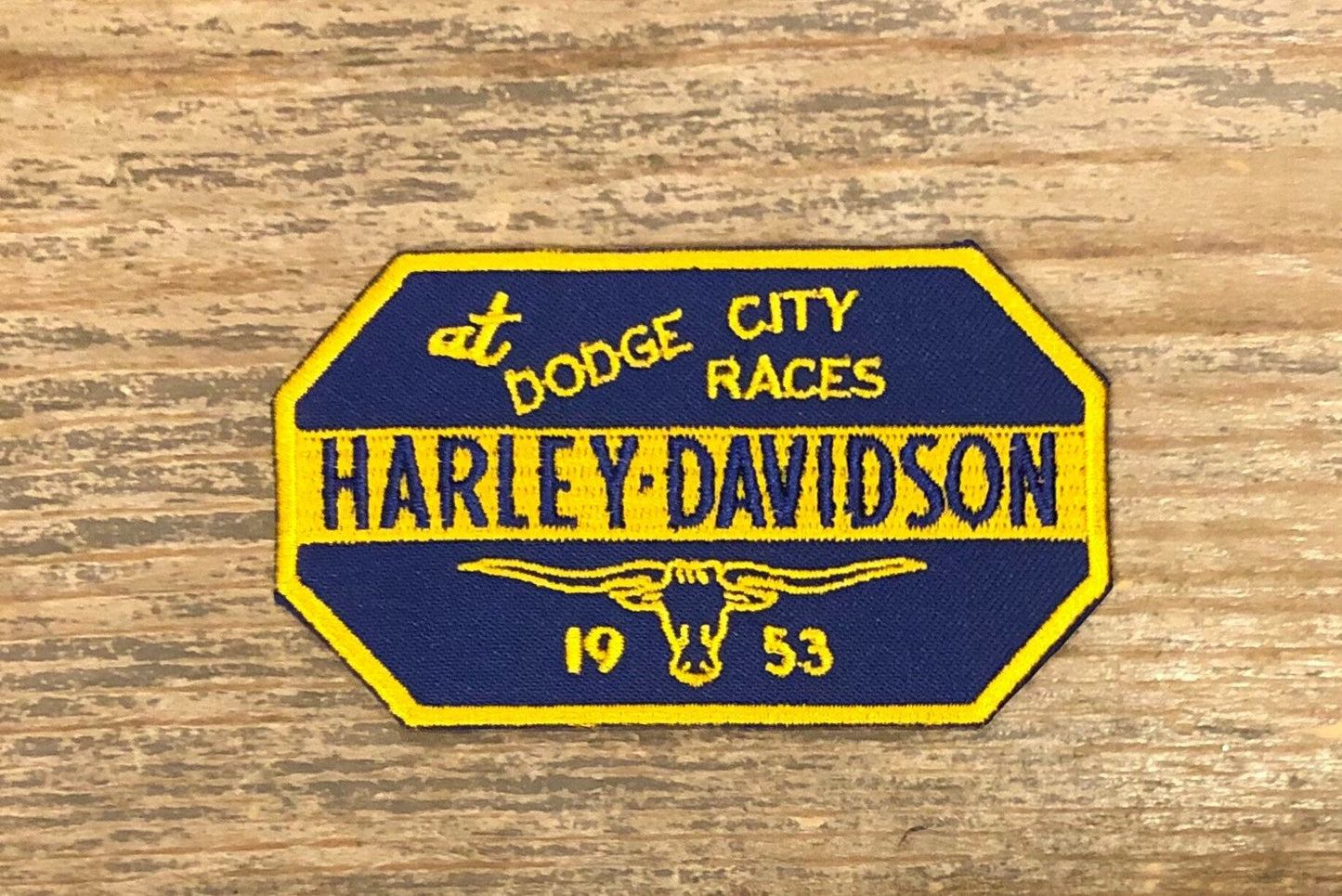 Retro 1953 Harley Davidson Motorcycle Dodge City Races Patch