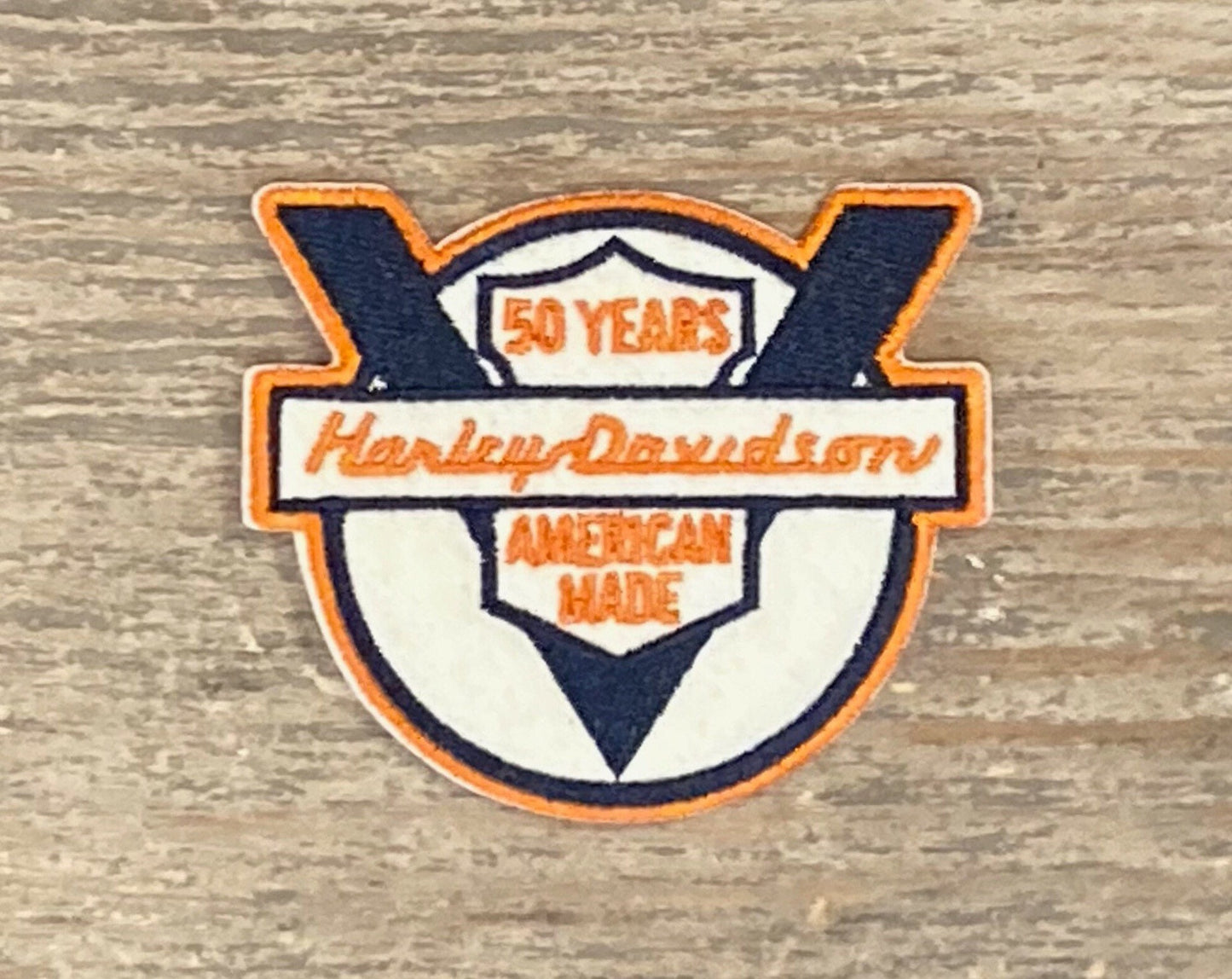 Retro Harley Davidson Motorcycle "50 Years American Made" Patch
