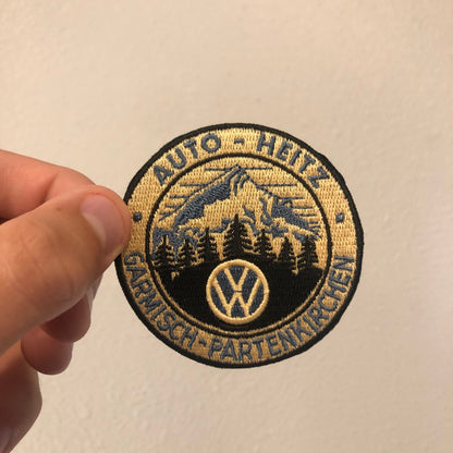 Retro Volkswagen “Auto-Heitz; Garmisch-Partenkirchen” Patch, VW