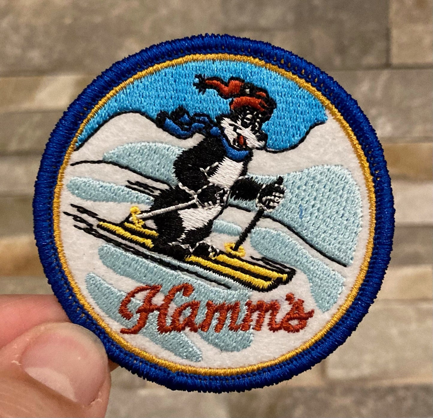 Retro Hamm’s Beer Bear Skiing Mascot Patch