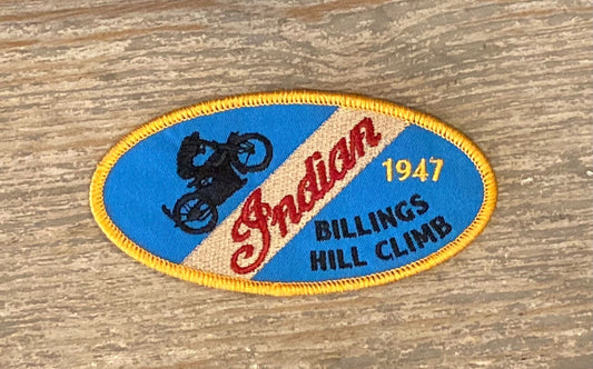 Retro Indian Motorcycle 1947 Billings Hill Climb Racing Patch