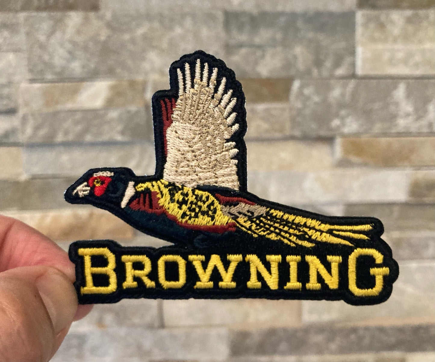 Retro Browning Firearms Flying Quail Hunting Patch