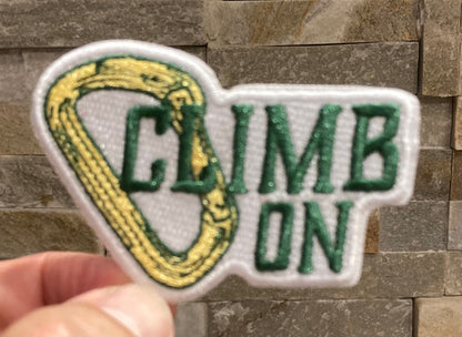 Retro Climb On Carabiner Outdoors Patch