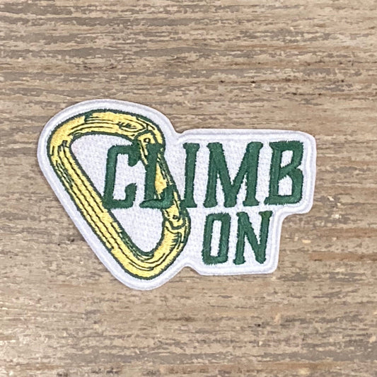 Retro Climb On Carabiner Outdoors Patch